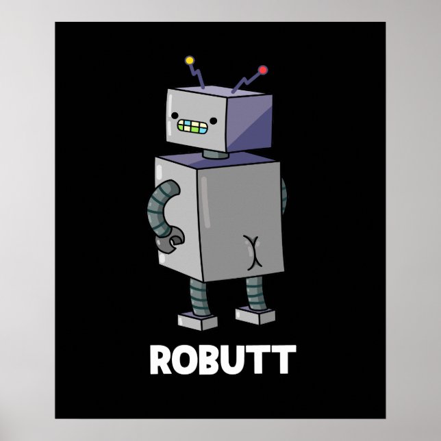 Póster Robutt Funny Robot Pun Dark BG (Frente)