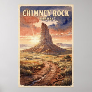 Póster Roca Chimenea Nebraska Viaje Vintage