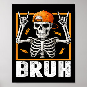 Póster Roca de Esqueleto En Bruh Halloween Para Hombres N