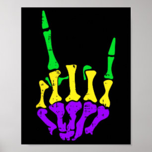 Póster Roca de esqueleto Mano Bolsillo Mardi Gras Huesos