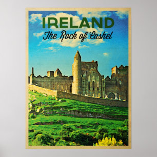 Póster Roca de Irlanda del vintage de Cashel