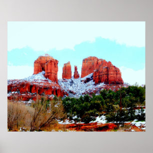 Póster Roca de la catedral en la nieve