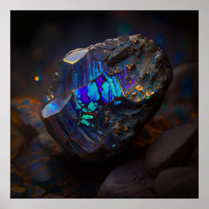 Póster Roca de Ópalo Boulder Azul Teal Inspirada