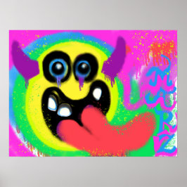 Póster Roca del Diablo Emoji Feliz Grafiti Rock Feliz