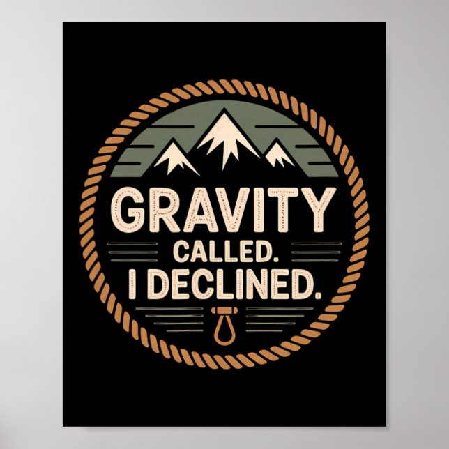 Póster Roca divertida escalada gravedad llamada decliné C (Frente)