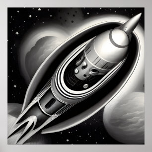 Póster Roca retro de B&W