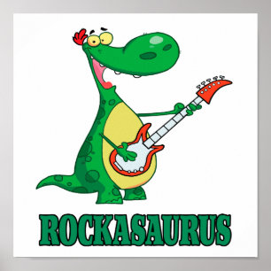 Póster roca rockasaurus n roll dino dinosaur.ai