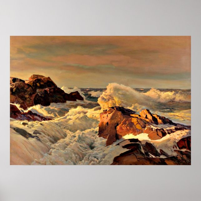 Póster Rocas al sol, pintura de Frederick Waugh (Frente)