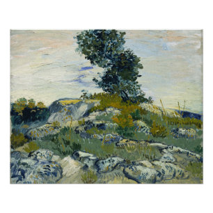 Póster Rocas con Roble, Pintura al Óleo de Van Gogh