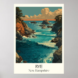 Póster Rocas Costeras de Rye New Hampshire