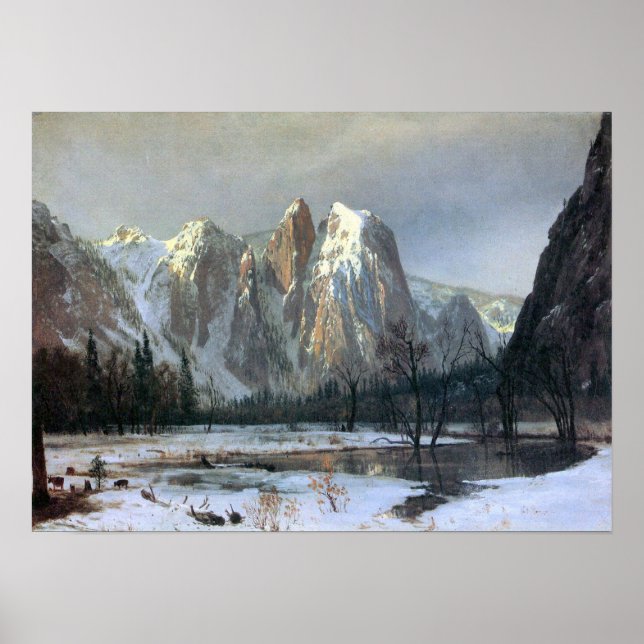 Póster Rocas de Albert Bierstadt-Cathedral, Yosemite (Frente)
