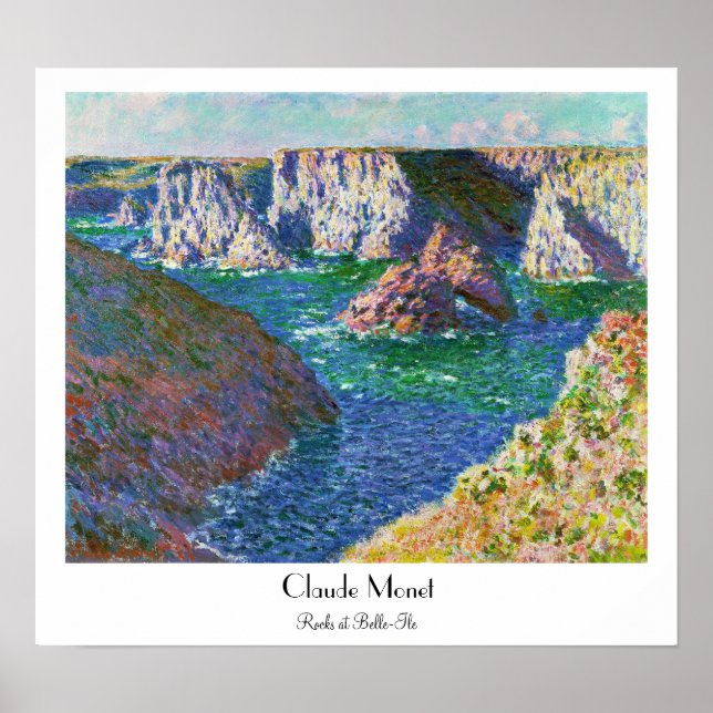 Póster Rocas en Belle-Ile Claude Monet (Frente)