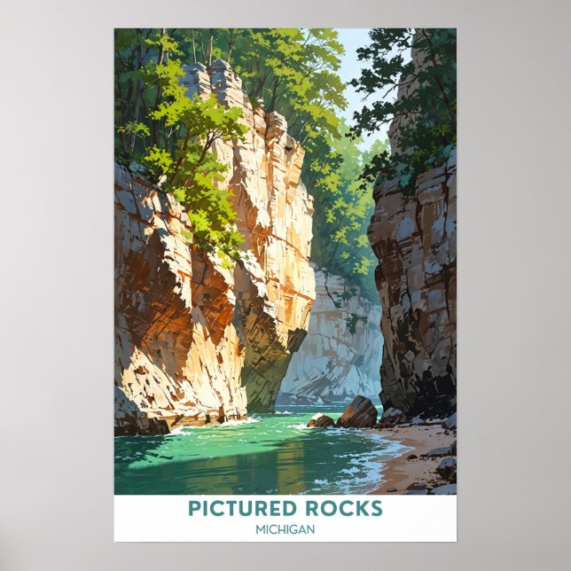 Póster Rocas fotografiadas, Michigan, bello paisaje (Frente)