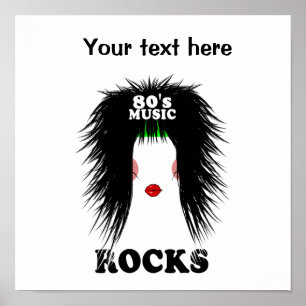 Póster Rocas musicales Glam metalizado Eighties