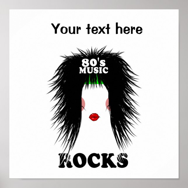 Póster Rocas musicales Glam metalizado Eighties (Frente)
