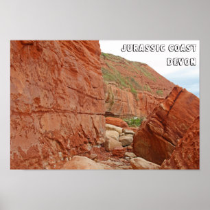 Póster Rocas rojas de la costa jurásica, Devon, Inglaterr