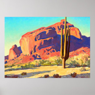 Póster Rocas rojas y cactus por Maynard Dixon