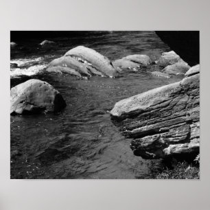 Póster Rocas Y Arrojar Naturaleza Negro Y Blanco