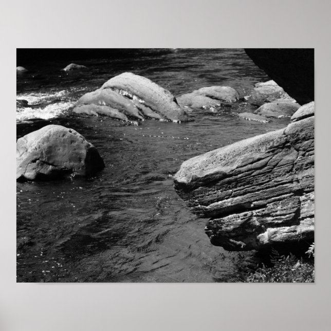 Póster Rocas Y Arrojar Naturaleza Negro Y Blanco (Frente)