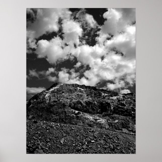 Póster Rocas y nubes BW (Frente)