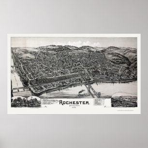 Póster Rochester, mapa panorámico de la AP - 1900