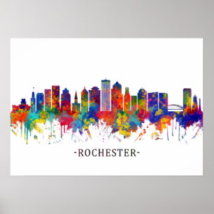 Póster Rochester New York Skyline