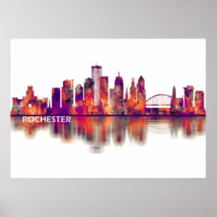 Póster Rochester New York Skyline