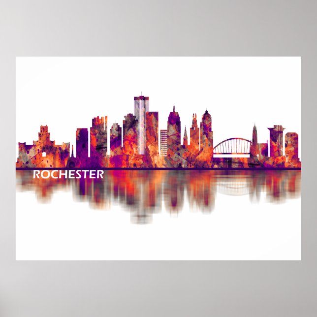 Póster Rochester New York Skyline (Frente)