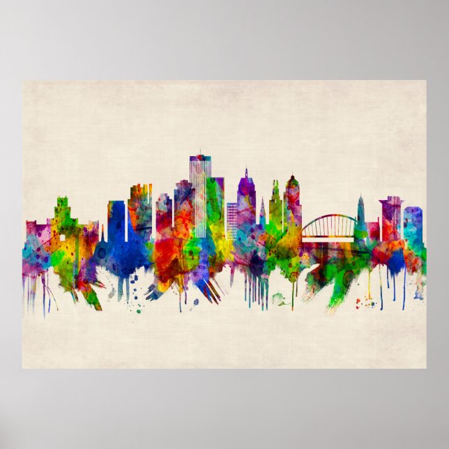 Póster Rochester New York Skyline (Frente)