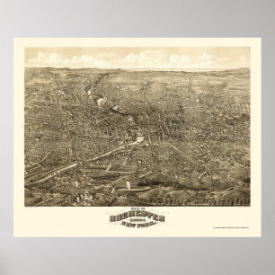 Póster Rochester, NY Panoramic Map - 1880