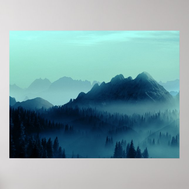 Póster  ROCÍO MATUTINO MONTañas AZULES  (Frente)