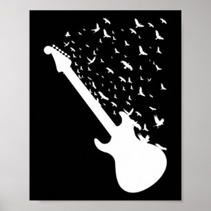 Póster Rock and Roll Guitar Birds Music Lover