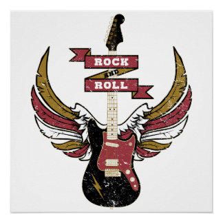 Póster Rock And Roll - Guitarra Eléctrica Retro