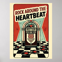 Póster Rock Around the Heartbeat Retro Jukebox San Valent