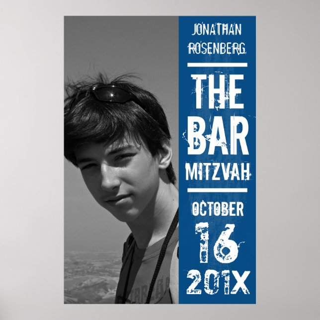 Póster Rock Band Bar Mitzvah Poster en azul (Frente)