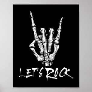 Póster Rock Banda Rock Y Rótulo Ro De Esqueleto
