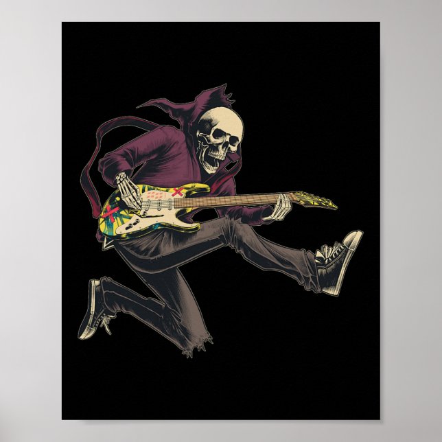 Póster Rock Banda Y Guitarra Roll Para Hombres Banda Tee  (Frente)