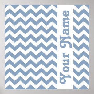 Póster Rock Blue Safari Chevron con texto personalizado