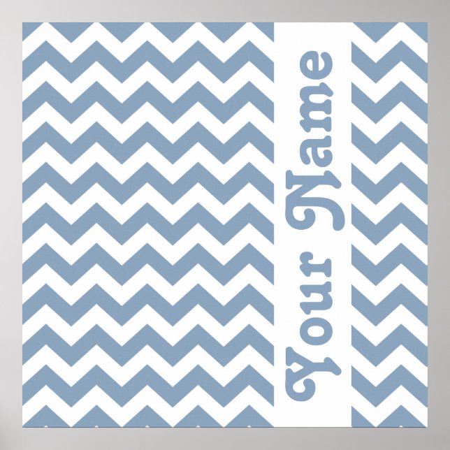 Póster Rock Blue Safari Chevron con texto personalizado (Frente)