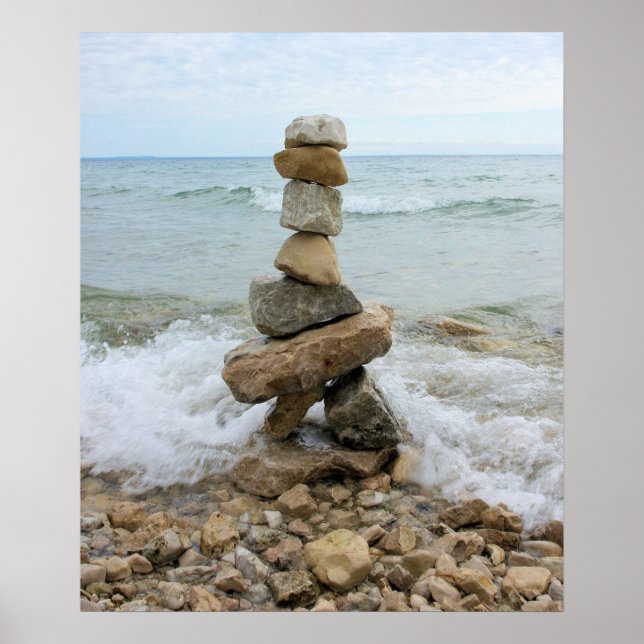 Póster Rock Cairn (Pillar) - Isla Mackinac, Michigan (Frente)