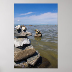 Póster Rock Cairns en Traverse Bay, Michigan