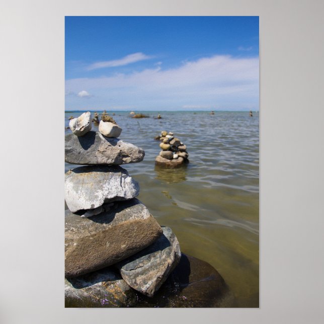 Póster Rock Cairns en Traverse Bay, Michigan (Frente)