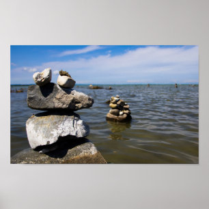 Póster Rock Cairns en Traverse Bay, Michigan