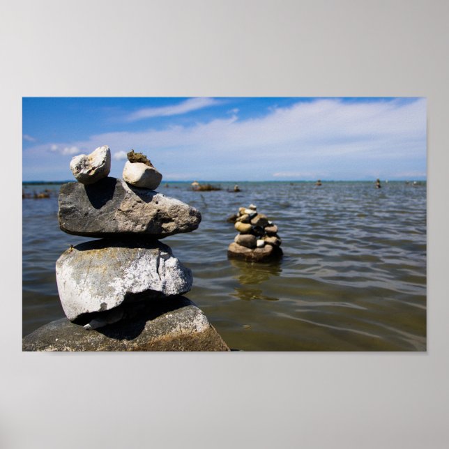 Póster Rock Cairns en Traverse Bay, Michigan (Frente)