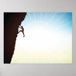Póster Rock Climber Silhouette Sun Flare