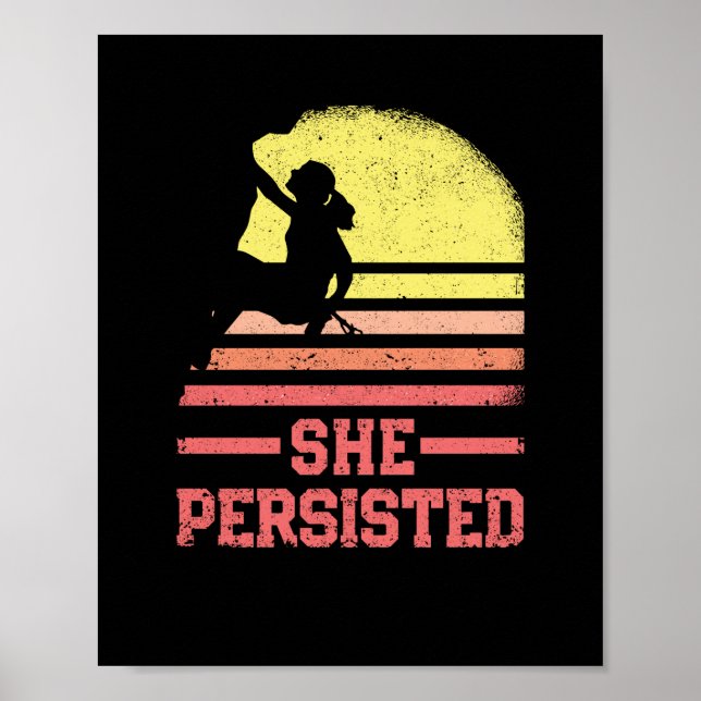 Póster Rock Climbing Female Climber Silhouette Retro (Frente)