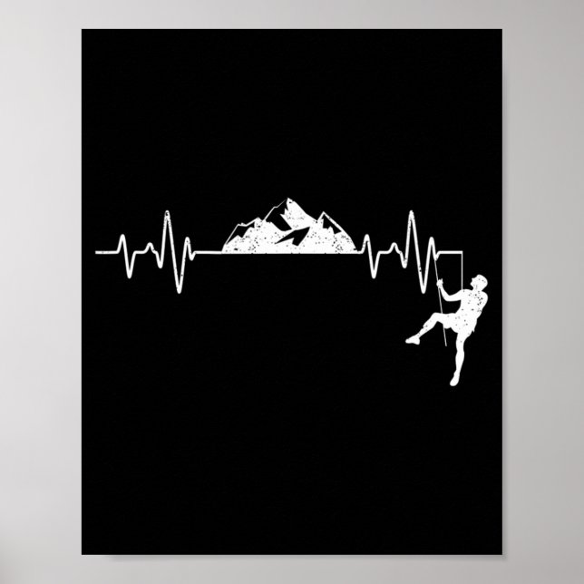 Póster Rock Climbing Heartbeat Climber Pulse Mountain Out (Frente)