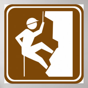 Póster Rock Climbing Highway Sign