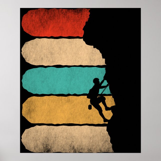 Póster Rock Climbing Retro Hipster Climber Novedad (Frente)