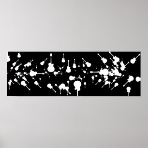 Póster rock de guitarra en blanco y negro
